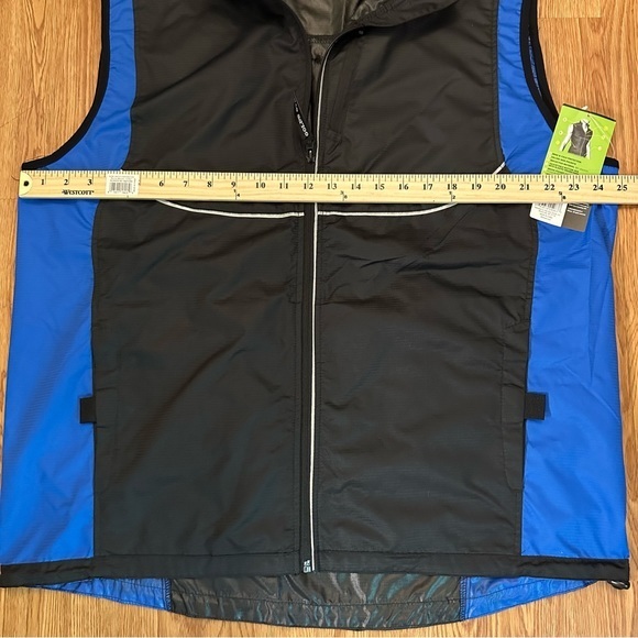 Gold's Gym Workout Apparel Reflective Vest L/XL 42-48 Black/Blue Cycling Zip NEW - Picture 9 of 12